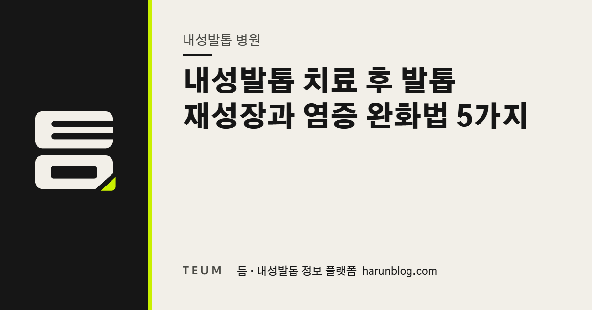 내성발톱 치료 후 발톱 재성장과 염증 완화법 5가지 — 틈 내성발톱 정보 플랫폼