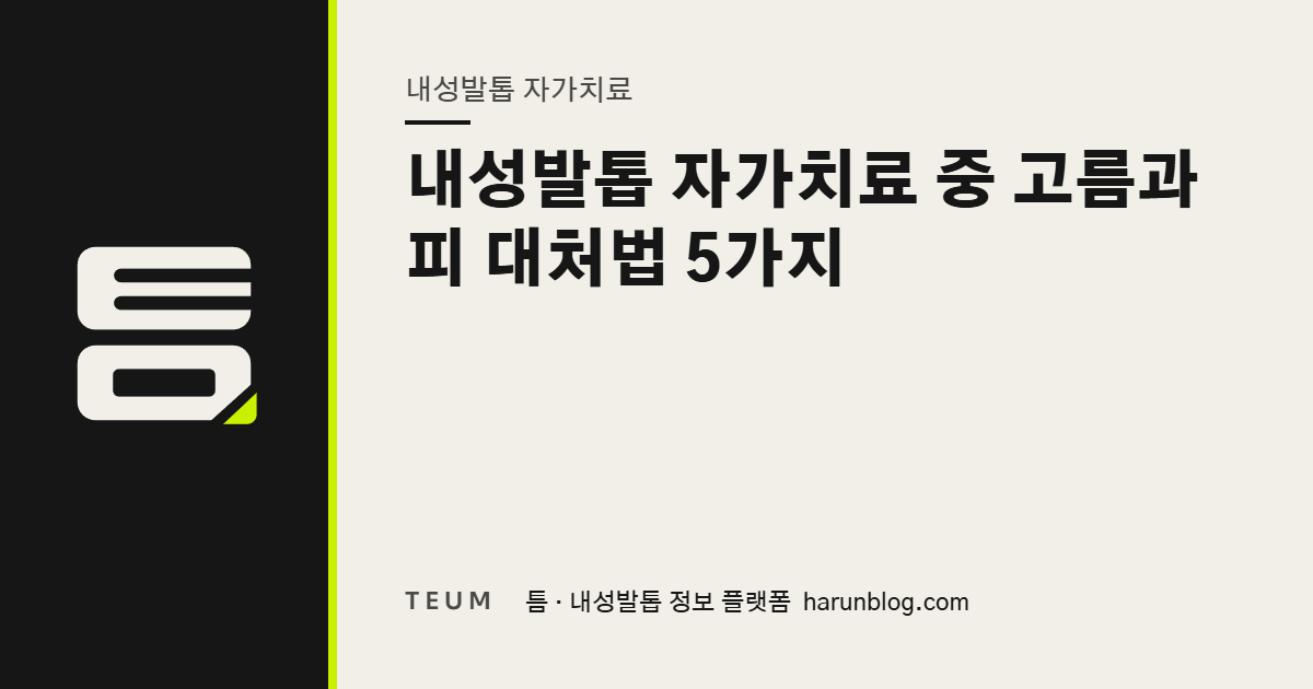 내성발톱 자가치료 중 고름과 피 대처법 5가지 — 틈 내성발톱 정보 플랫폼