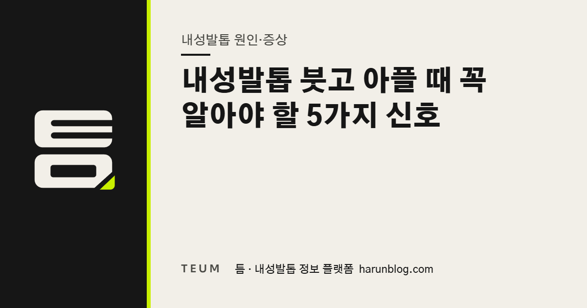 내성발톱 붓고 아플 때 꼭 알아야 할 5가지 신호 — 틈 내성발톱 정보 플랫폼