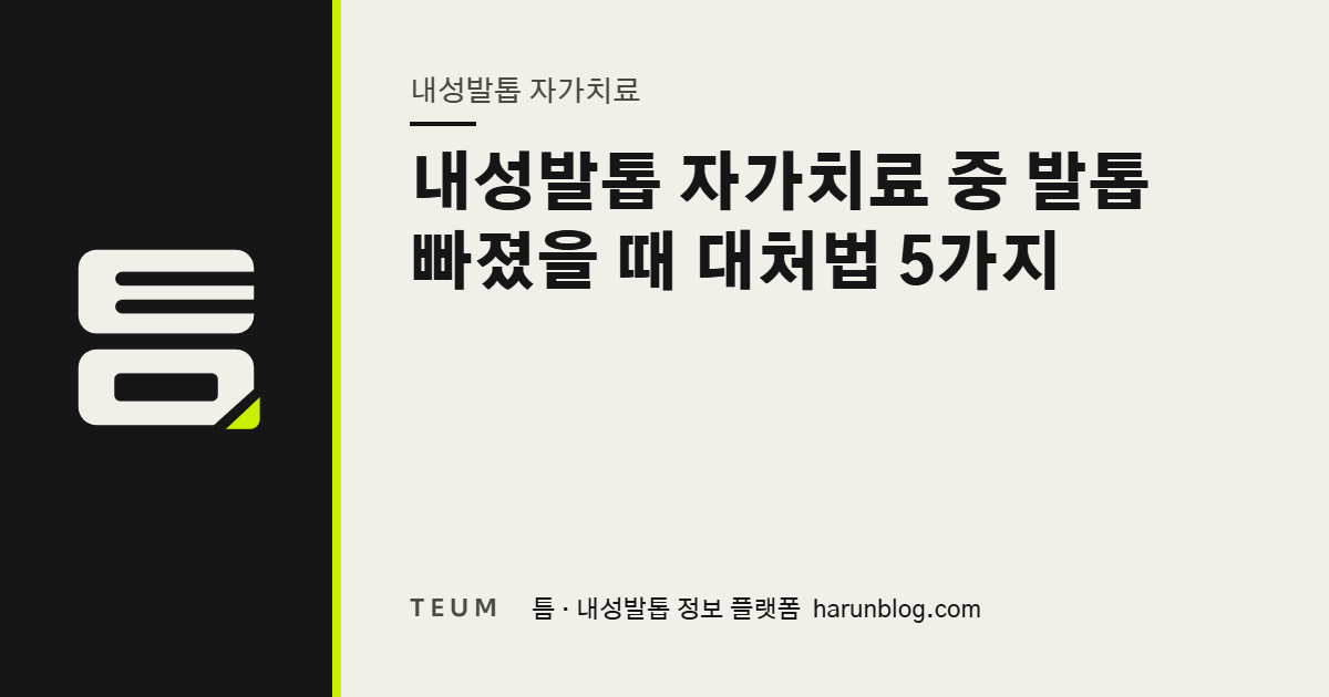 내성발톱 자가치료 중 발톱 빠졌을 때 대처법 5가지 — 틈 내성발톱 정보 플랫폼