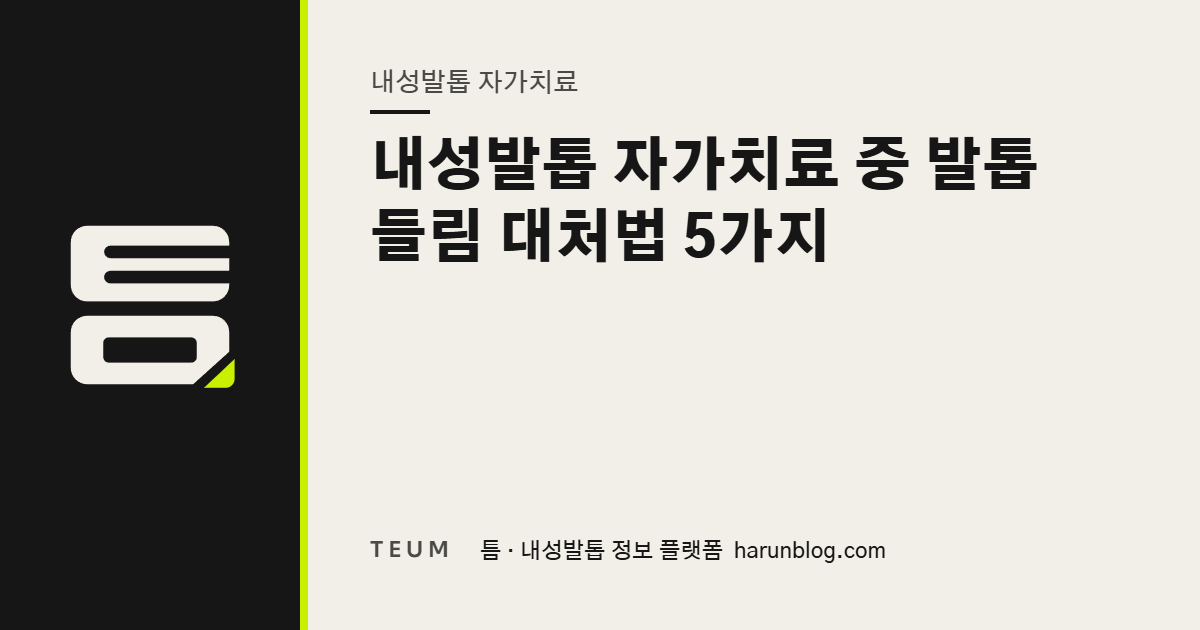 내성발톱 자가치료 중 발톱 들림 대처법 5가지 — 틈 내성발톱 정보 플랫폼